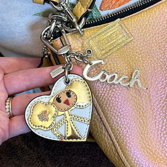 Coach Handbags - COACH POPPY BAG CHARM GOLDIE GOLDY Y2K HEART SPELLOUT HANGTAG FOB GLITTER GOLD